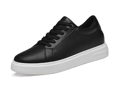 Men's invisible height increasing board shoes leather casual shoes white shoes tie youth white sports shoes