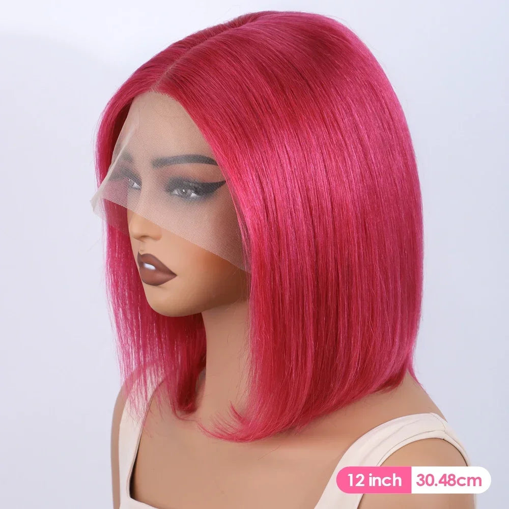 Ombre Straight Bob 13x6X2 Lace Front Wigs Human Hair Short Bob Wigs Ash Blonde Remy Hair Pre Plucked Glueless Wig with Bangs