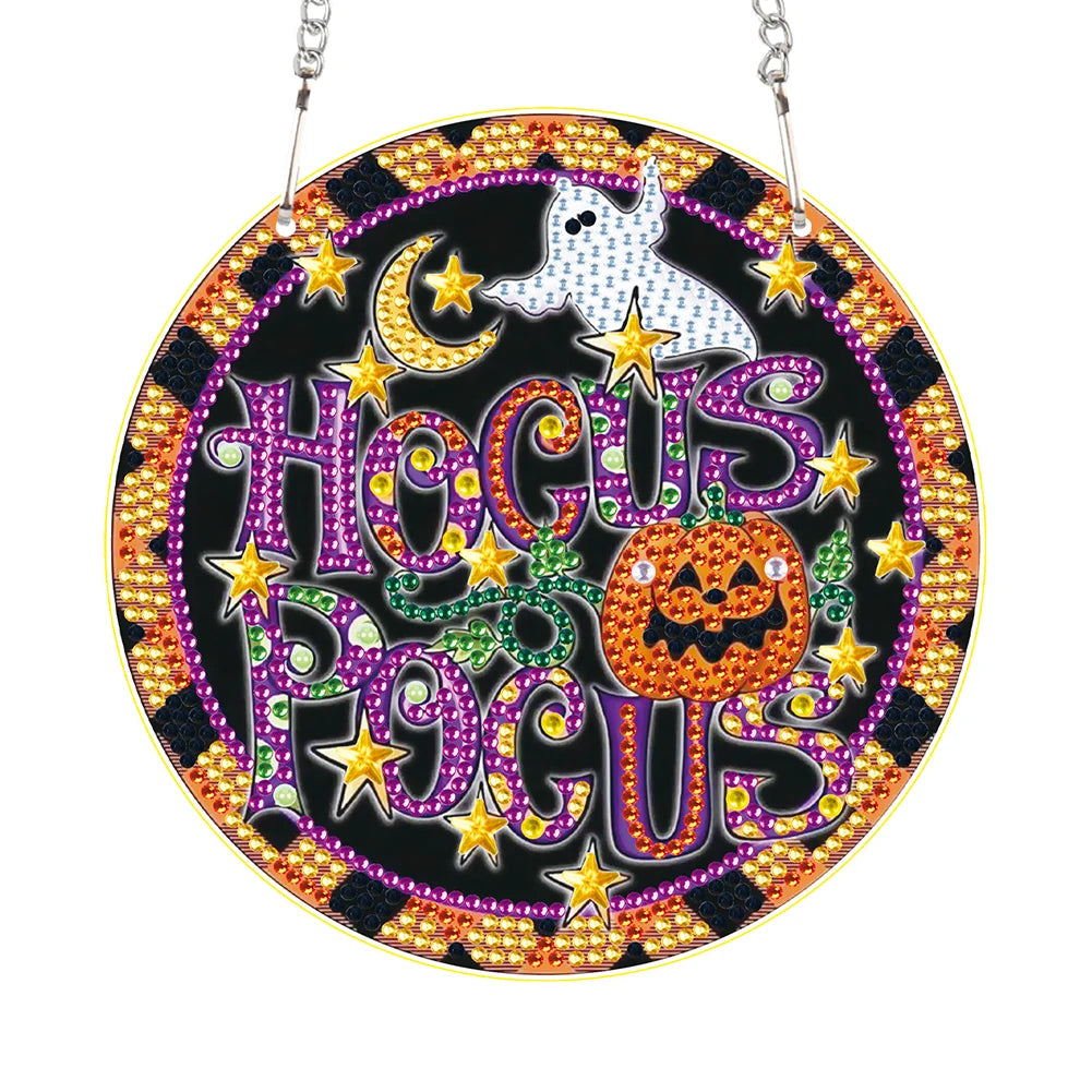 Special Shape Halloween Pumpkin Carriage 5D DIY Diamond Painting Dots Pendant Rhinestone Diamond Art Pendants for Wall Window