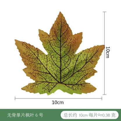 50pcs Artificial Maple Leaf Halloween Harvest Festival Home Decoration Boneless Feel Red Single Piece Artificial Maple Leaf