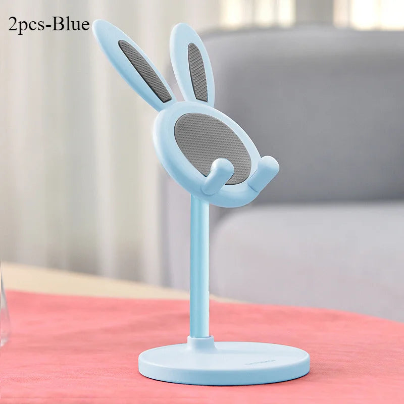 O suporte de telefone móvel de coelho fofo pode levantar e ajustar os acessórios do telefone de mesa suporte de telefone aperto do telefone