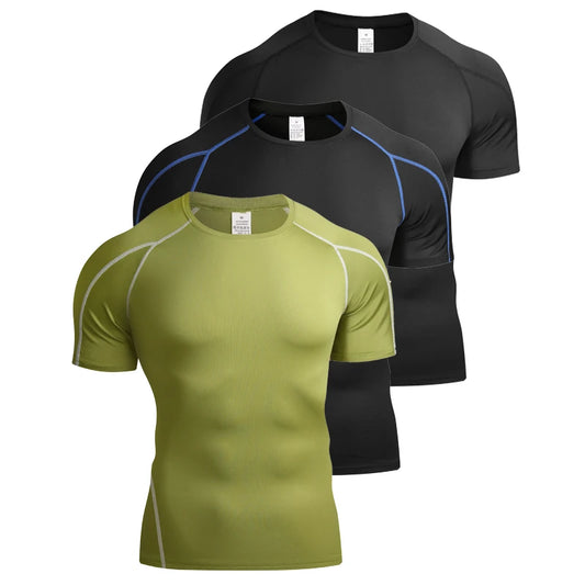 Summer Men Running T Shirt Sportswear Male Elastic T-shirt Gym Fitness Tops Tee Athletic Tights Sport Compression T Shirt Men
