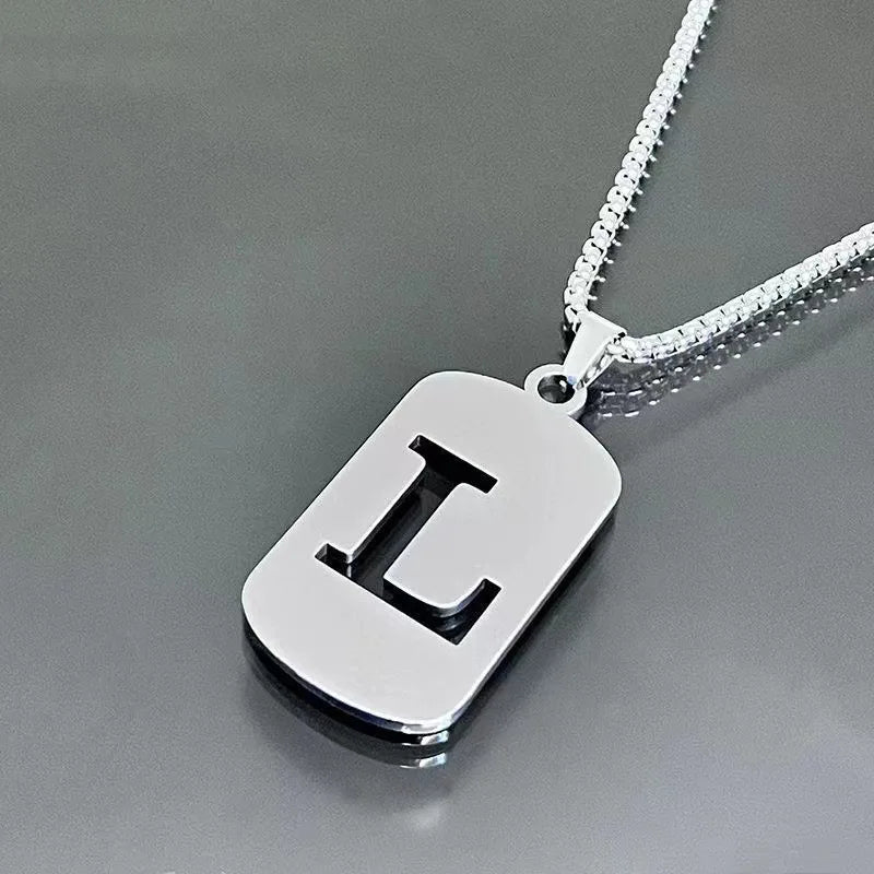 Stainless steel Men Women Pendant Necklace Hollow 26 Mother Without Plating Design  Style Hip Hop Chain for Daily Wear and Gift