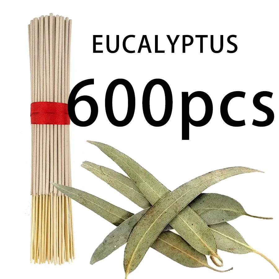 High-Quality Natural Bamboo Eucalyptus Incense Sticks - Long-Lasting Fresh Mint Fragrance, Home Yoga Meditation, Holiday Decoration (Christmas, Halloween, Thanksgiving) - Air Purification and Relaxation Aroma