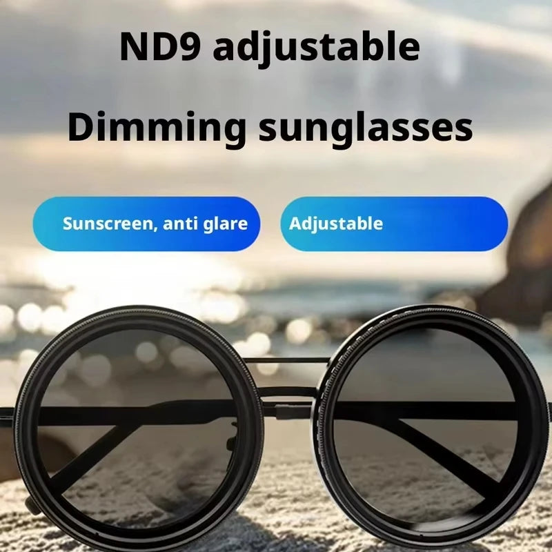 ND9 adjustable dimming sunglasses Retro Punk round men's outdoor fishing UV400 polarized driving sunglasses