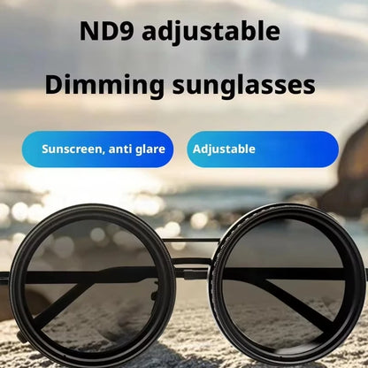 ND9 adjustable dimming sunglasses Retro Punk round men's outdoor fishing UV400 polarized driving sunglasses