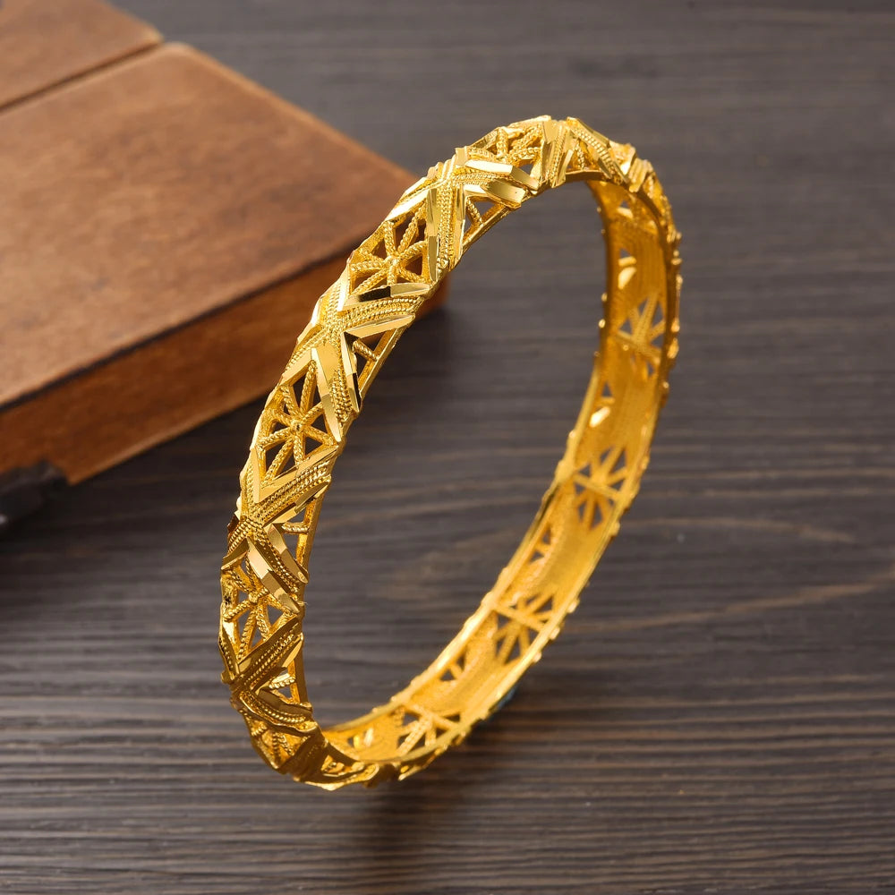 Bangrui 24K Dubai Gold Color Wedding Jewelry For Women Men Saudi Arab Bracelet&Bangles