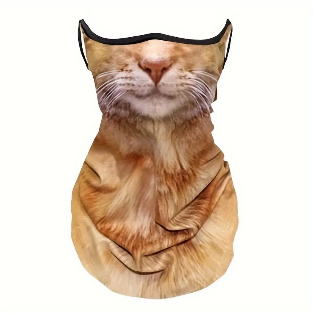 3D Animal Cat Design Summer Full Face Neck Protector Sun Shield Breathable Quick Dry Polyester Helmet Liner for Outdoor Cycling