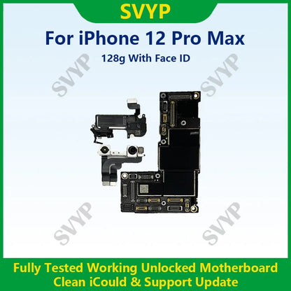 Fully Tested Authentic Motherboard For iPhone 12 64g/128g/256g Unlocked Mainboard With Face ID Cleaned iCloud Support Update
