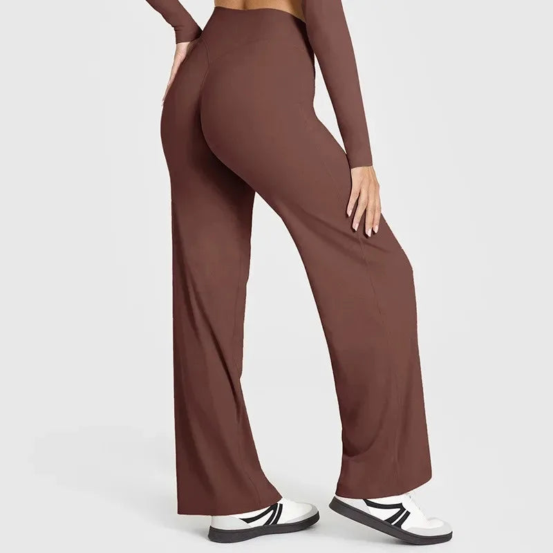 STOUREG Sport Trousers Straight-Leg Pants Ultra Soft Butter Fabric Women's Mid-Waist Yoga Pants GYM Naked Feel Pilates Running