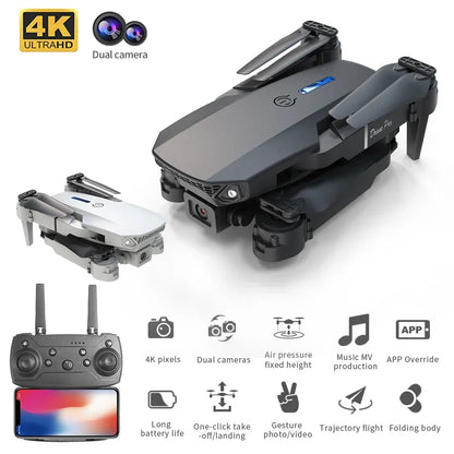Professional mini remote control drone E88 4K HD aerial camera WiFi FPV foldable quadcopter RC helicopter Children's toy Gift