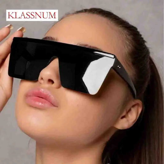 Classic White Gradient Square Sunglasses Women Fashion Retro Night Vision Drivers Goggle Men Big Frame Travel Cycling Eyewear
