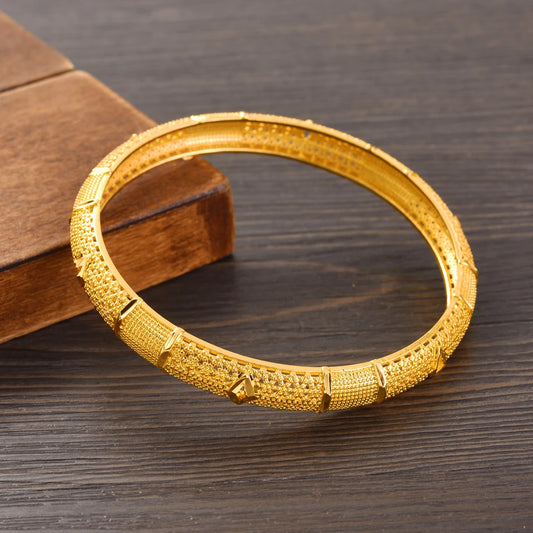 Bangrui 24K Dubai Gold Color Wedding Jewelry For Women Men Saudi Arab Bracelet&amp;Bangles