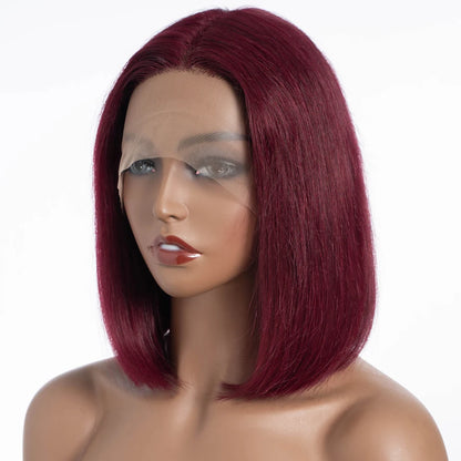 Lekker Ombre Blonde Short Straight Bob 13x1 T Lace Front 100% Human Hair Wigs For Women Glueless Brazilian Remy Hair Colored Wig