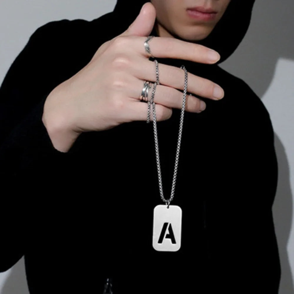 Stainless steel Men Women Pendant Necklace Hollow 26 Mother Without Plating Design  Style Hip Hop Chain for Daily Wear and Gift