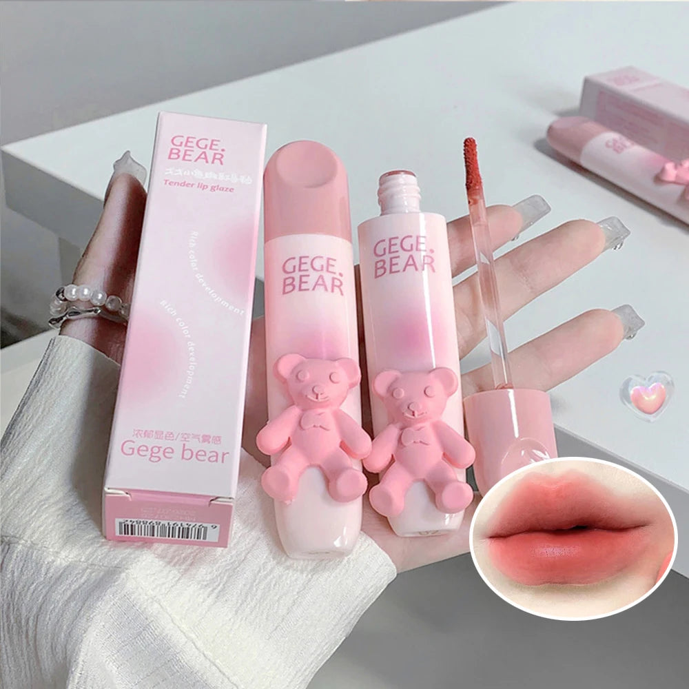 Gegebear Bear Lip Glaze Matte Velvet Lipstick Long-lasting Whitening Lip Cream Lip Mud