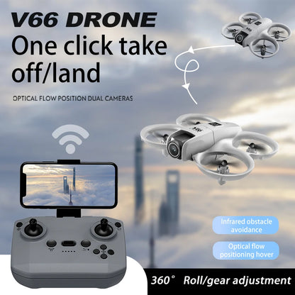 V66 Mini Drone 4K Profession HD Wide Angle Camera WiFi FPV RC Dron Height Keep Helicopter Foldable Quadcopter Kids Toys Gift 4DR