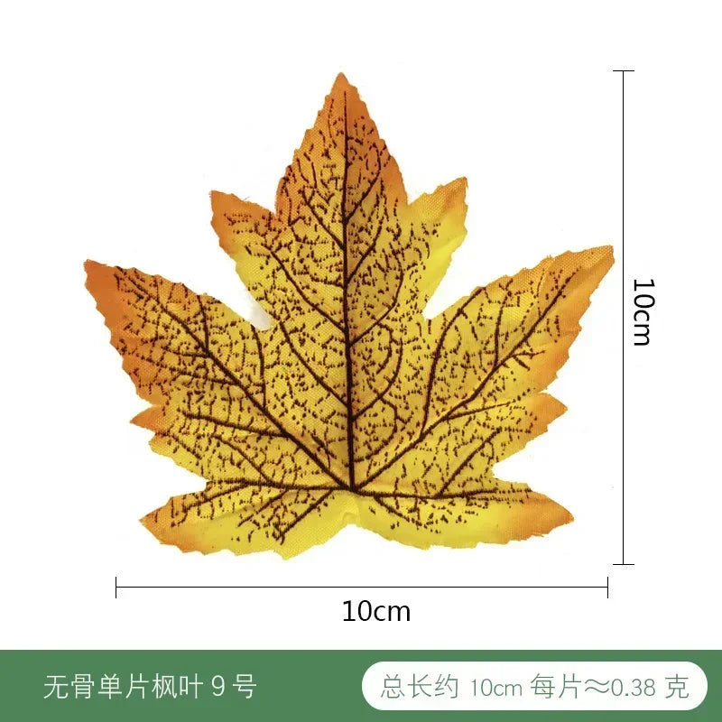 50pcs Artificial Maple Leaf Halloween Harvest Festival Home Decoration Boneless Feel Red Single Piece Artificial Maple Leaf
