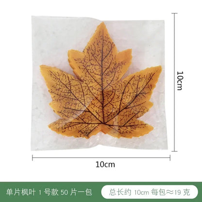 50pcs Artificial Maple Leaf Halloween Harvest Festival Home Decoration Boneless Feel Red Single Piece Artificial Maple Leaf