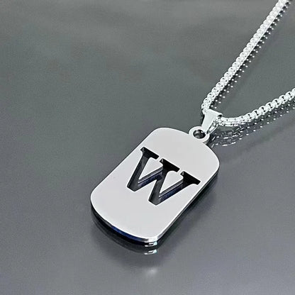 Stainless steel Men Women Pendant Necklace Hollow 26 Mother Without Plating Design  Style Hip Hop Chain for Daily Wear and Gift