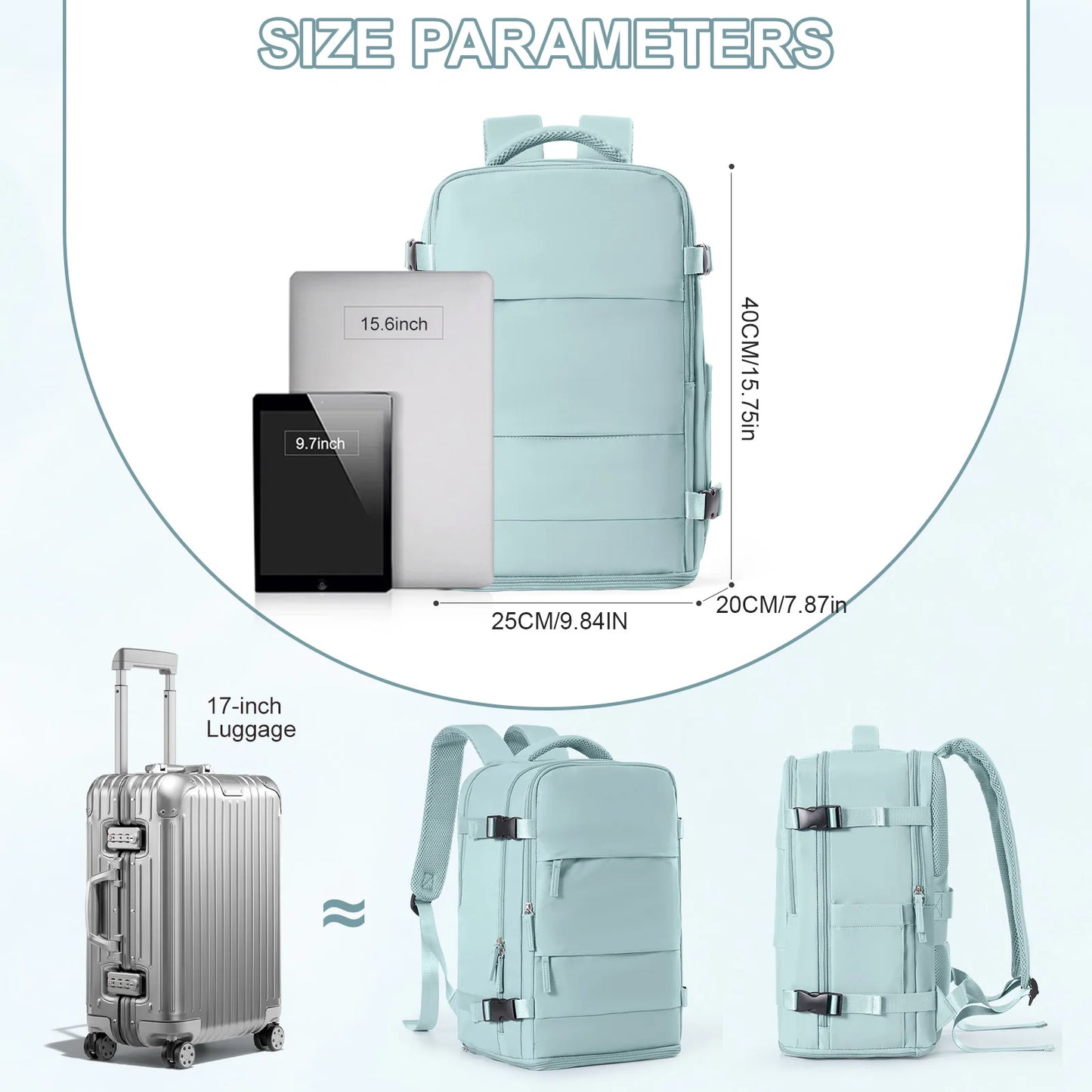 Women Men Hand Luggage Backpack Business College Laptop Travel Backpack Waterproof Carry on mochila viaje cabina avion 40x20x25