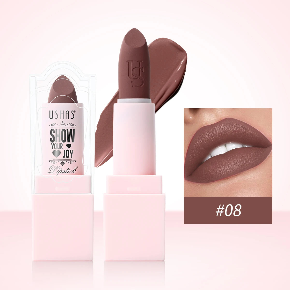 USHAS Purple Matte Lipstick Long Lasting Waterproof 6 Color Lipsticks Sexy Nude Velvet Halloween Brown Moisturizing Lip Makeup