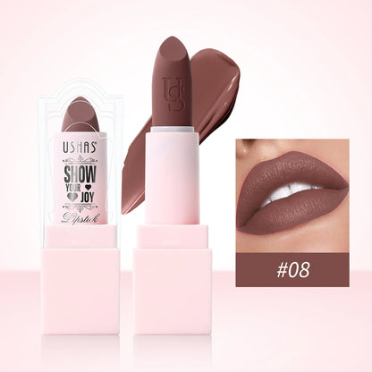 USHAS Purple Matte Lipstick Long Lasting Waterproof 6 Color Lipsticks Sexy Nude Velvet Halloween Brown Moisturizing Lip Makeup