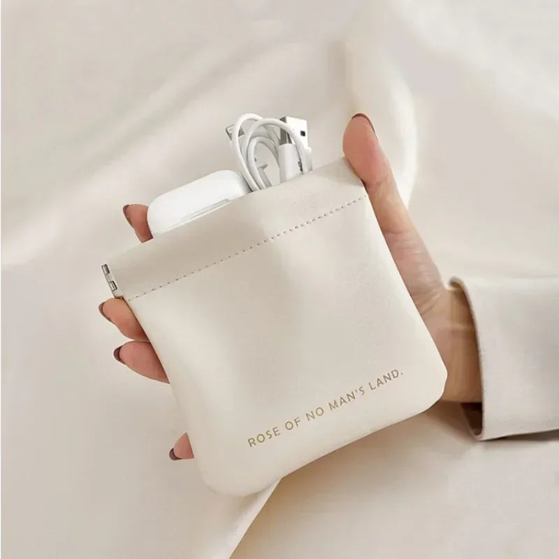 New Simple Mini PU Leather Lipstick Makeup Storage Bag Women Square Small Cosmetic Pouch Portable Make Up Key Organizer Bags