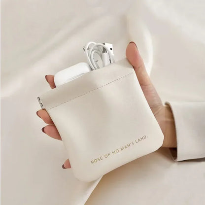 New Simple Mini PU Leather Lipstick Makeup Storage Bag Women Square Small Cosmetic Pouch Portable Make Up Key Organizer Bags