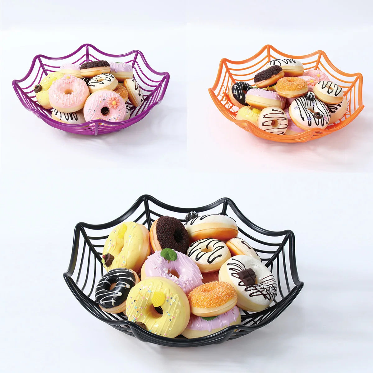 Halloween Spider Web Dessert Basket Halloween Party Decor 2025 Candy Bowl Haunted House Trick or Treat Party Supplies Snack Tray