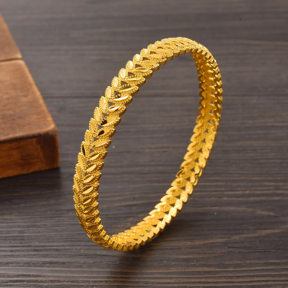 Bangrui 24K Dubai Gold Color Wedding Jewelry For Women Men Saudi Arab Bracelet&Bangles