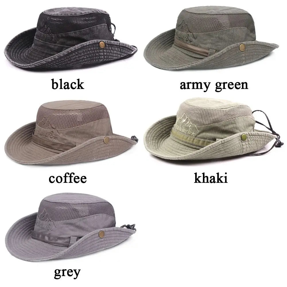 Foldable Cotton Sun Protection Hat Adjustable Breathable Wide Brim Fishing Cap Bucket Hat Jungle Hat Outdoor Camping Accessories