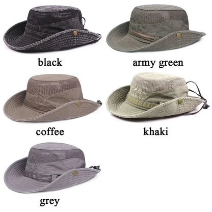 Foldable Cotton Sun Protection Hat Adjustable Breathable Wide Brim Fishing Cap Bucket Hat Jungle Hat Outdoor Camping Accessories