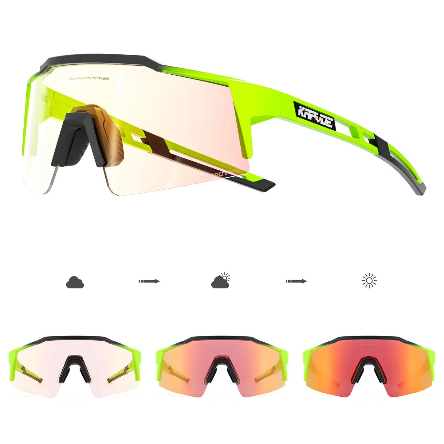 Kapvoe Photochromic Cycling Sunglasses for Men Women Bike Glasses Riding Driving UV400 Mountain Bicycle Goggles Eyewear Sports