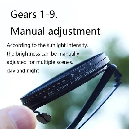 ND2-400 9 Level Adjustable Dimming Polarized Fishing Round Men Sunglasses Vintage Punk Driving Sunglasses Gift Hard Case