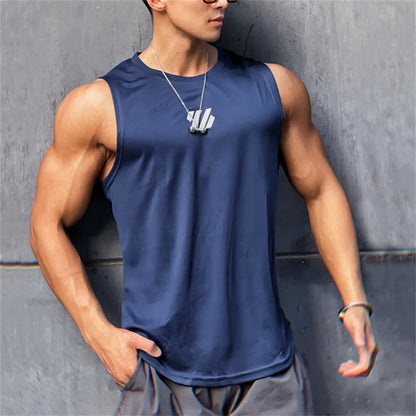2025 newest Summer Gym Vest High Quality mesh Shirt Sleeveless T-shirts Men Tank Tops running Fitness Sports Vest men Clothing