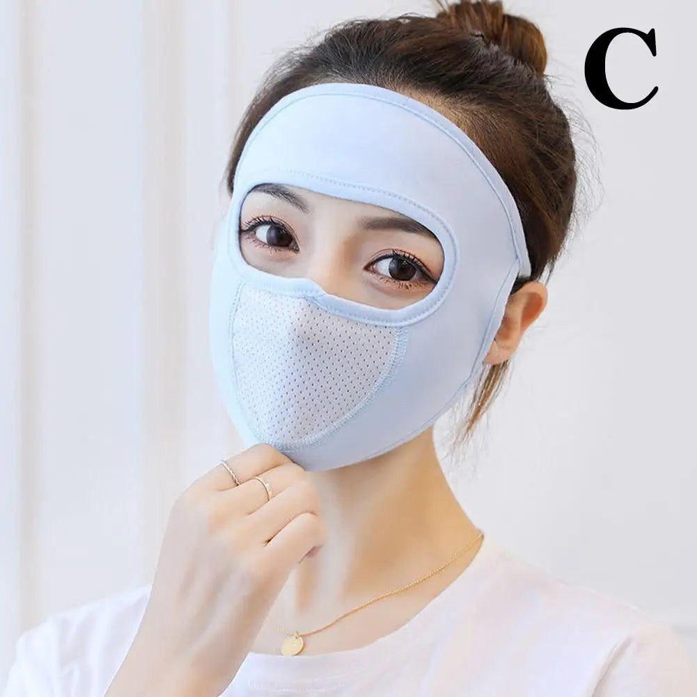 Women Men Sunscreen Mask Outdoor Sports Cycling Breathable Washable Reusable Double Layer Ice Silk Masks Anti-UV Sun Face Cover