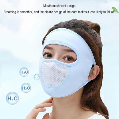 Women Men Sunscreen Mask Outdoor Sports Cycling Breathable Washable Reusable Double Layer Ice Silk Masks Anti-UV Sun Face Cover