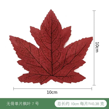 50pcs Artificial Maple Leaf Halloween Harvest Festival Home Decoration Boneless Feel Red Single Piece Artificial Maple Leaf