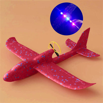 Electric Foam Plane Glider Hand Throw Airplane with LED Light Automatic Flight Planes Outdoor Kids Toys for Children Boys Gifts