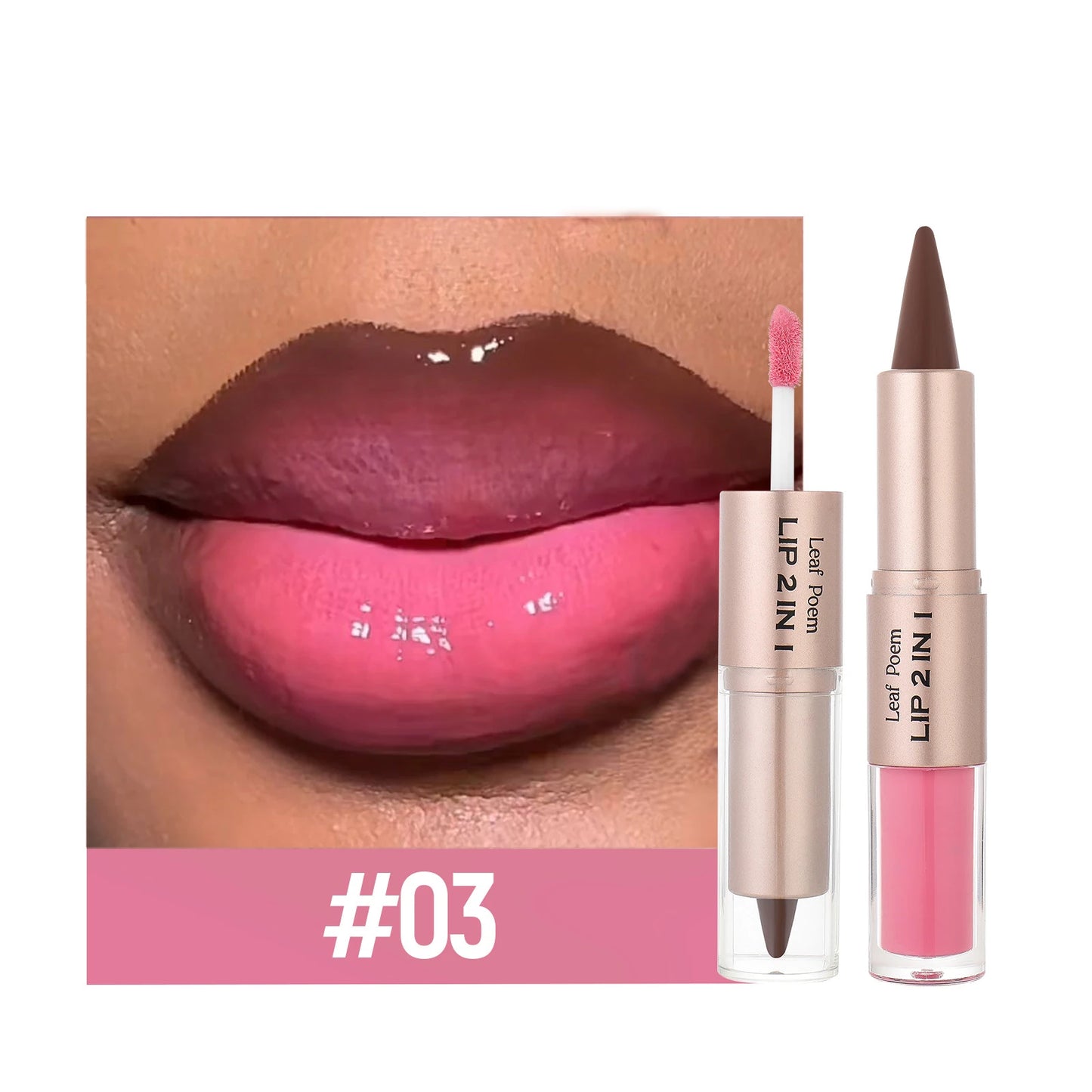 Black Brown Tapered Lip Liner Contour Pencil Double Head Mirror Plumping Lip Glaze Crystal Lip Gloss Sexy Red Lips Tint Makeup