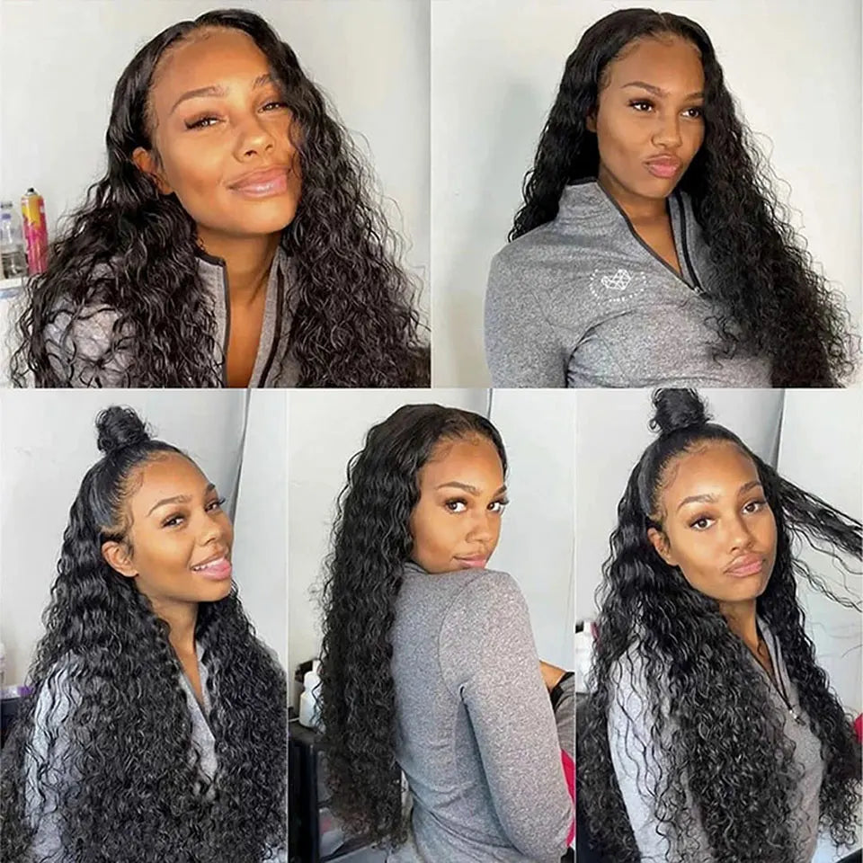Water Wave 100% Brazilian Curly Hair 13x4 Lace Front Wig 100% Real Human Hair Wigs Natural Color Wigs For Black Women Super Deal