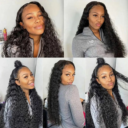 Water Wave 100% Brazilian Curly Hair 13x4 Lace Front Wig 100% Real Human Hair Wigs Natural Color Wigs For Black Women Super Deal