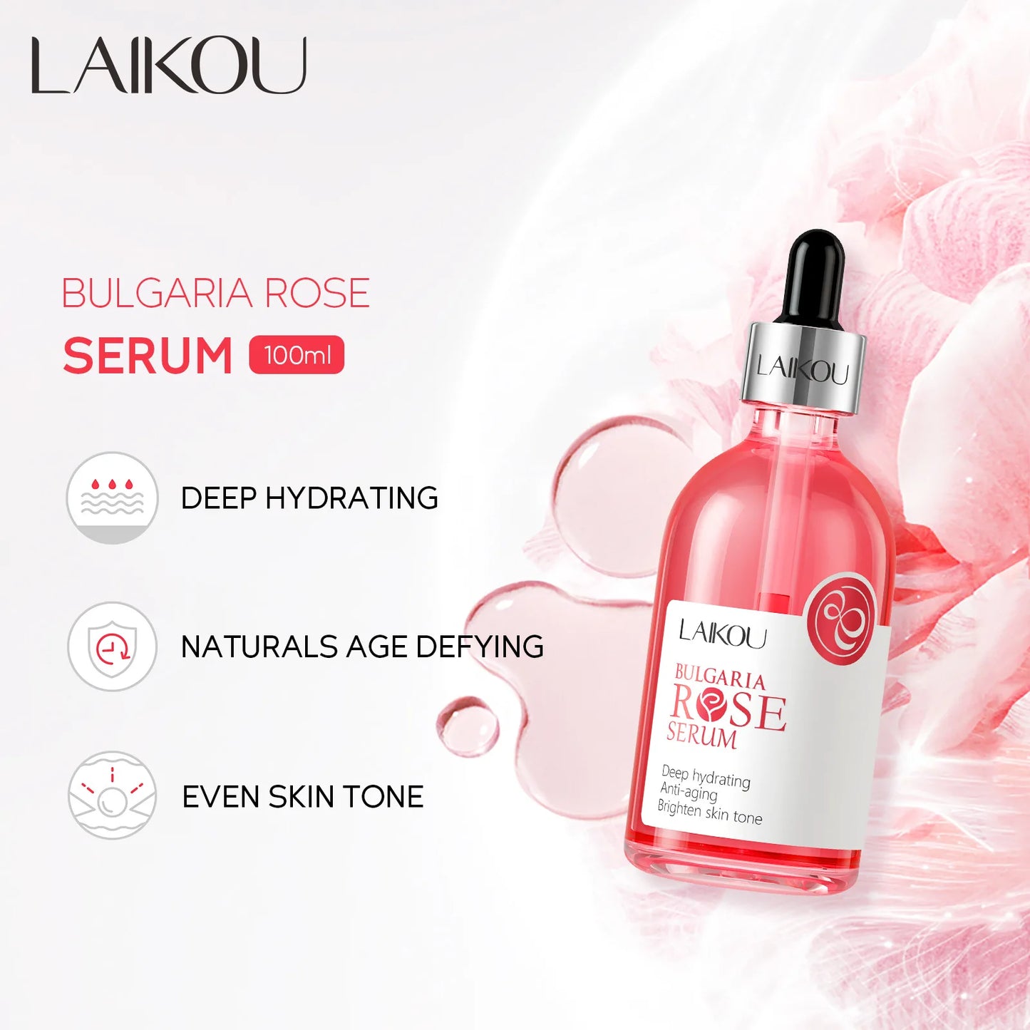 LAIKOU Cherry Blossom or Rose Essence Solution Moisturizing Facial Care Brighten Tighten Hydrating Repair Soothe Soften 100ml
