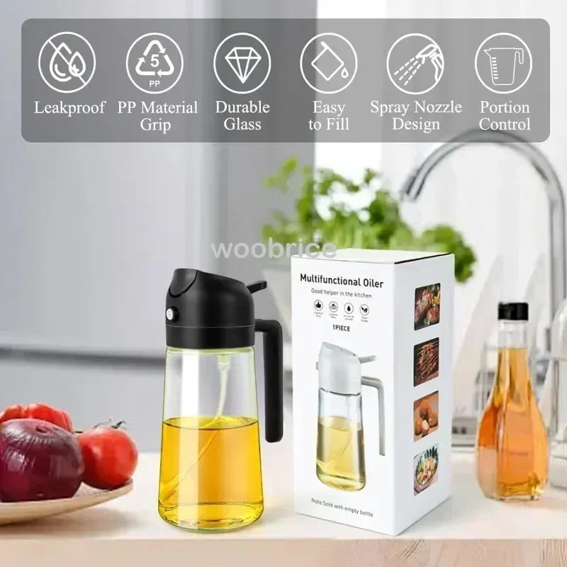 Dual Purpose Glass Oil Bottle Kitchen Spray Oil Sprayer Bottle Kitchen Oils Spray Can Leakproof Oil Spray Bottle Household