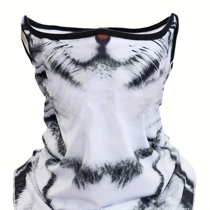 3D Animal Cat Design Summer Full Face Neck Protector Sun Shield Breathable Quick Dry Polyester Helmet Liner for Outdoor Cycling