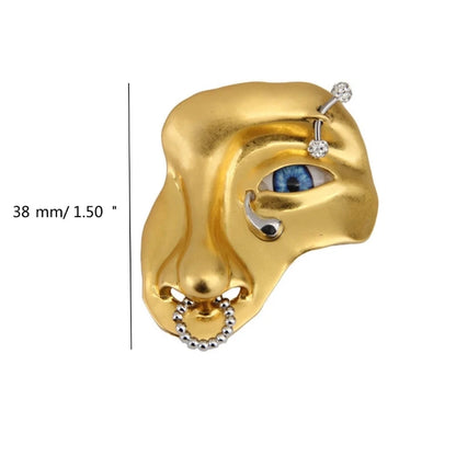 Vintage Half Face Brooch Lapel Pin Simple Sweater Brooches Orcs Mask Exaggerated Alloy Pin Jewelry for Women Man