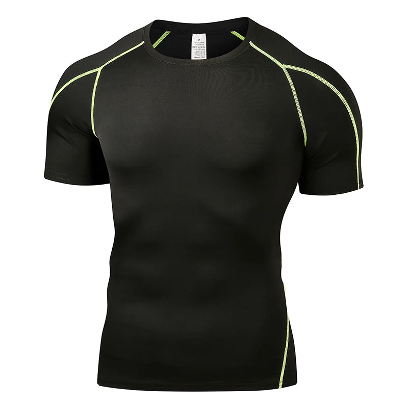 Summer Men Running T Shirt Sportswear Male Elastic T-shirt Gym Fitness Tops Tee Athletic Tights Sport Compression T Shirt Men