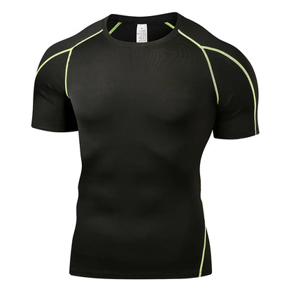 Summer Men Running T Shirt Sportswear Male Elastic T-shirt Gym Fitness Tops Tee Athletic Tights Sport Compression T Shirt Men