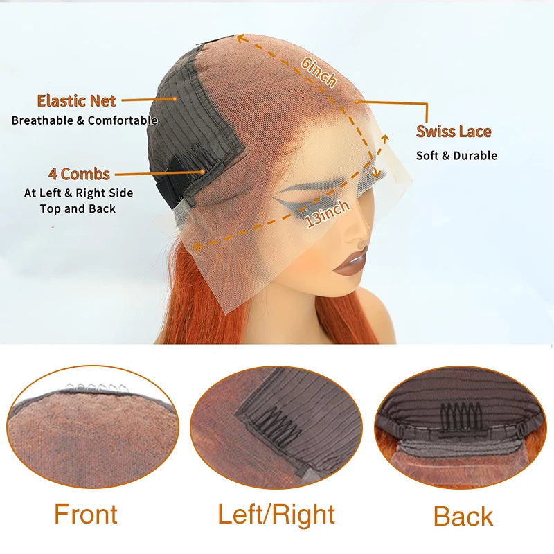 13x6 Water Wave Orange Ginger Lace Front Wig Human Hair 30 38 Inch 13x4 Deep Wave Lace Front Wigs Orange Curly Human Hair Wig
